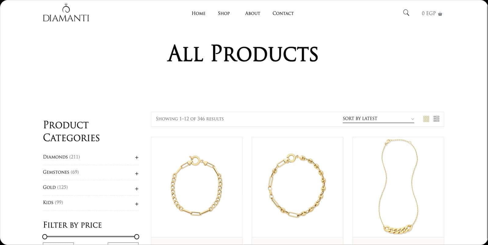 Diamanti Jewellery screen